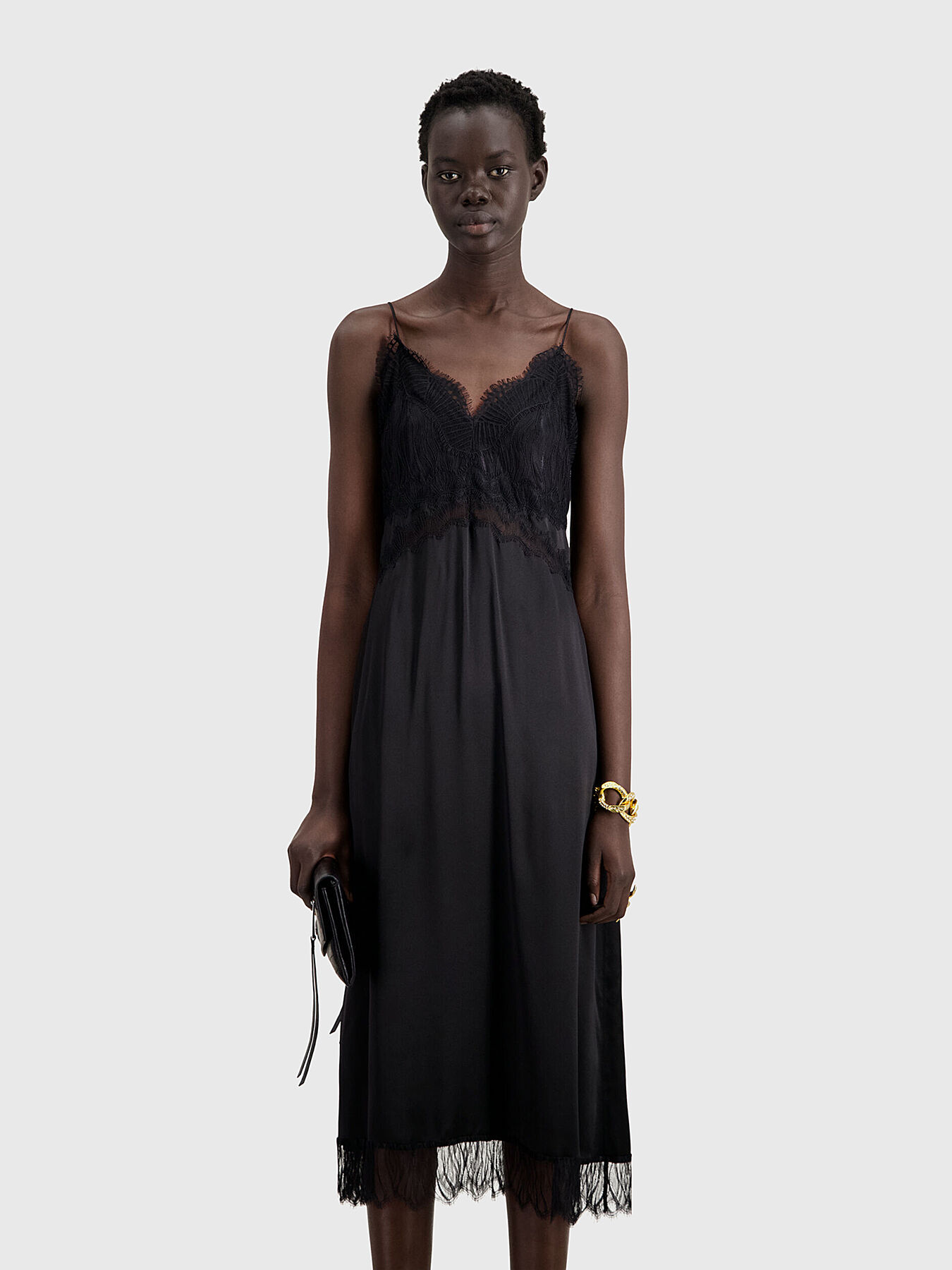 Lace midi dress in black brand THE KOOPLES