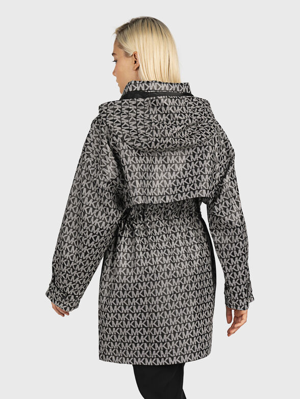 Long hooded jacket with monogram logo print - 3