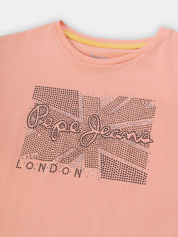 LELI pink T-shirt with applied rhinestones - 2
