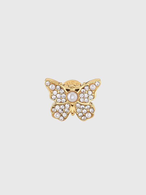 Gold earrings with rhinestones - 2
