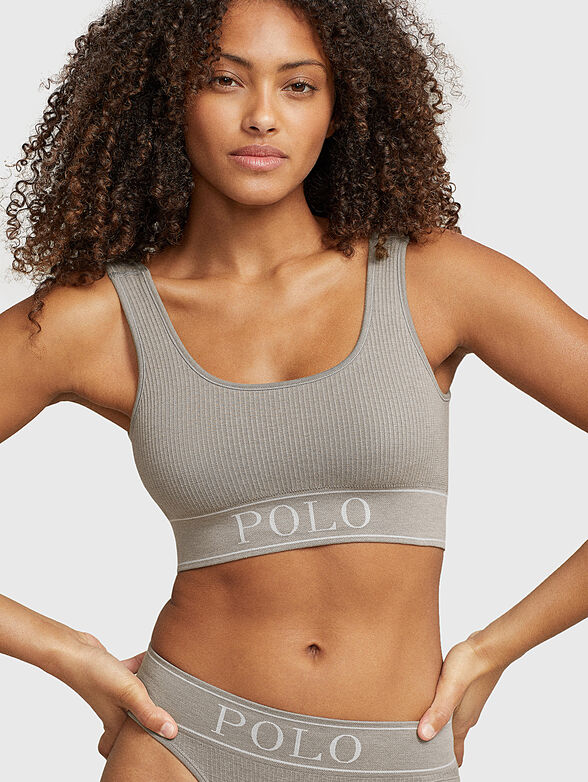 Grey sports bra with logo - 4