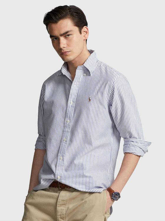 Памучна риза с лого  - 1