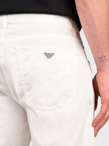 White cotton jeans with logo detail - 3
