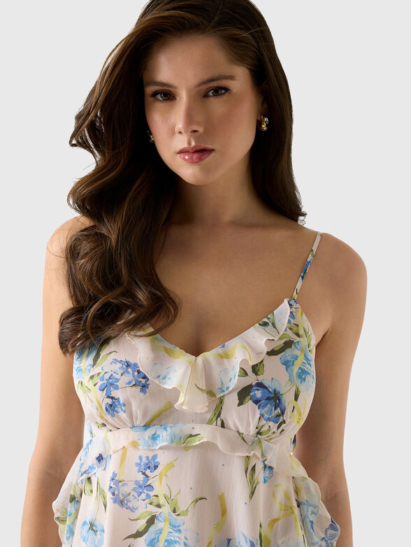 LINDA top with floral print and ruffles - 4