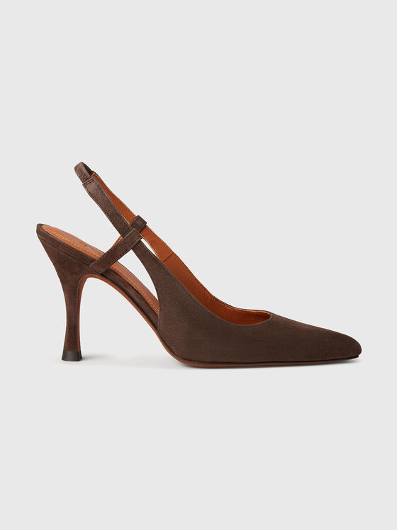 Dark brown leather shoes on heel - 1