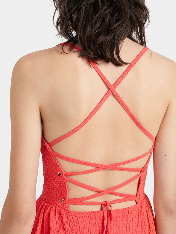 Dress in coral color with straps - 6