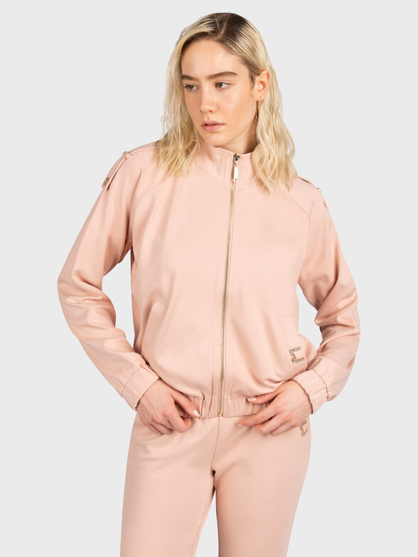 Sweatshirt with zip and shiny logo detail - 1