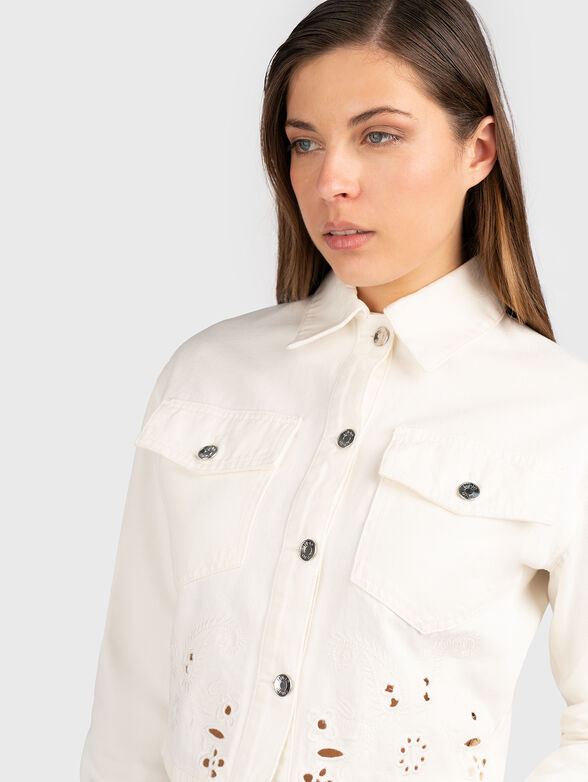 White denim jacket with embroidery - 6