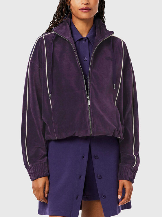 Оувърсайз суитшърт от кадифе с цип - 1