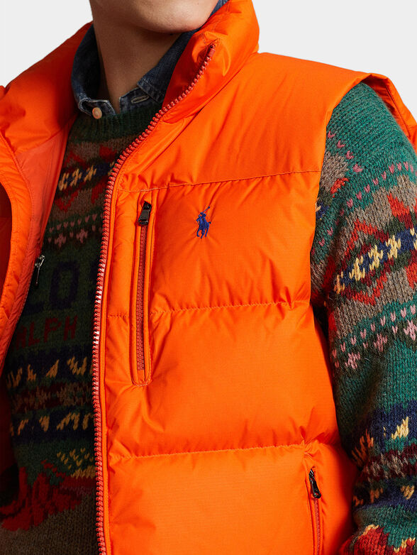 Orange padded vest with logo accent - 3