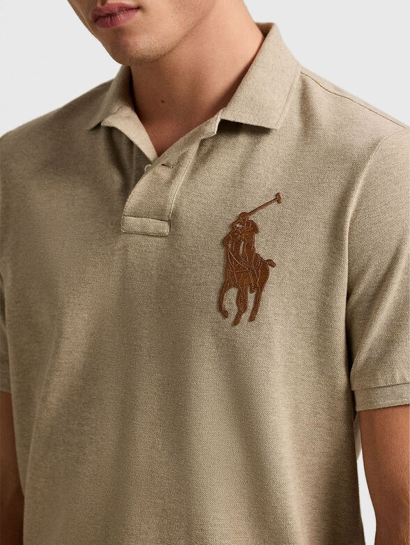 Beige polo shirt with maxi logo - 4