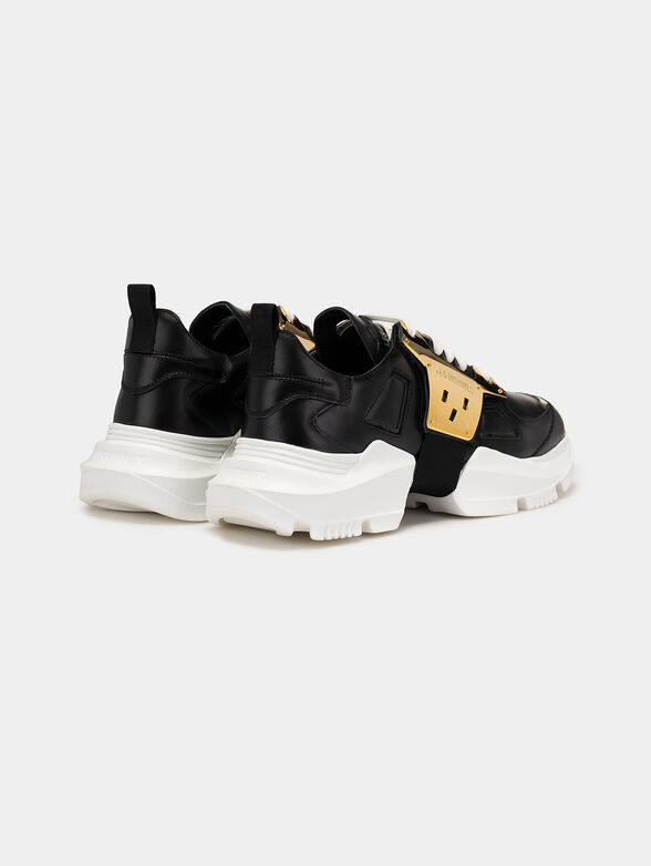 Leather sneakers with gold metal detail - 3