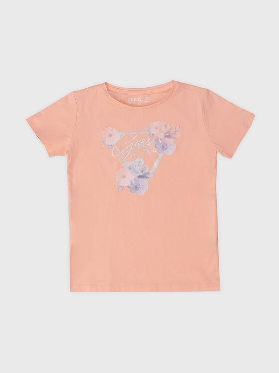Cotton T-shirt with floral print and logo - 1
