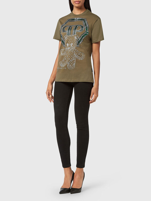 T-shirt with print and rhinestones - 2