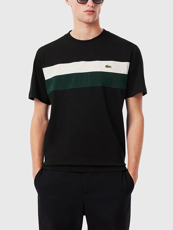 Cotton T-shirt with color-block effect - 1