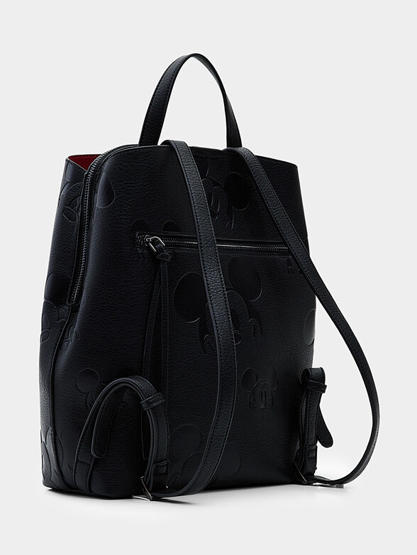 Black backpack with embossed Mickey Mouse - 3