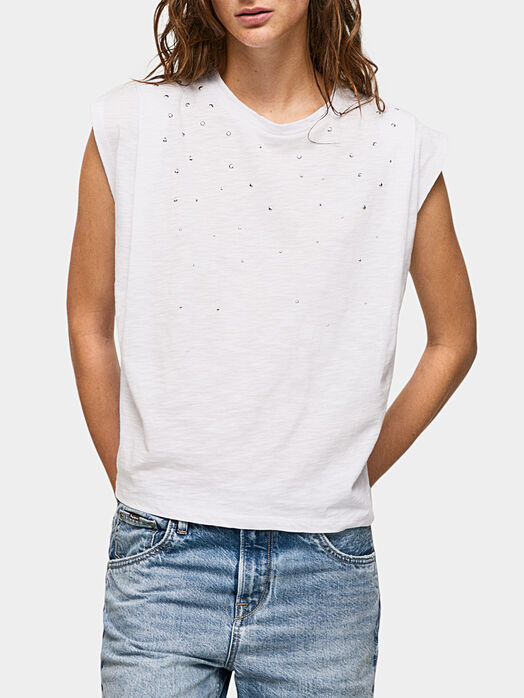 Blue top MORGANA with glittering appliqués