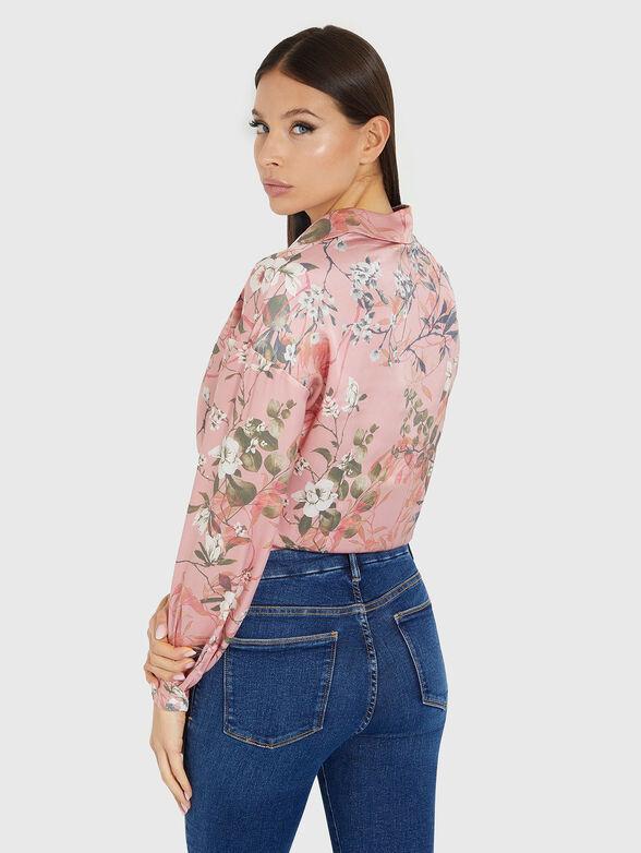 Shirt with floral print and ribbon - 3