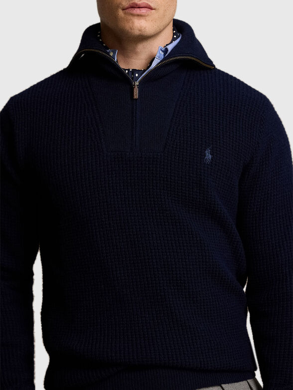 Dark blue wool blend sweater - 4
