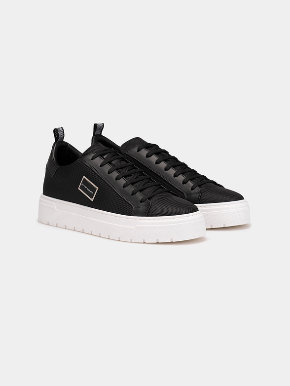 Black sneakers with metal logo detail - 2