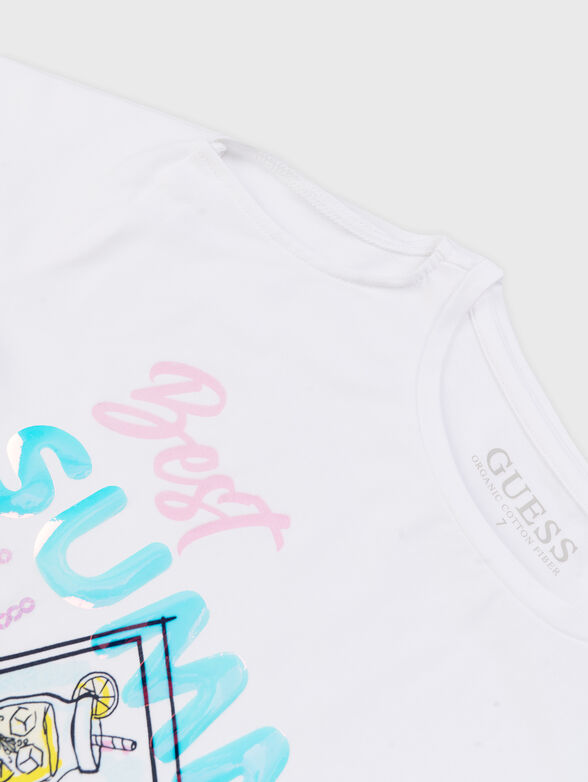 White T-shirt with print and sequins - 4