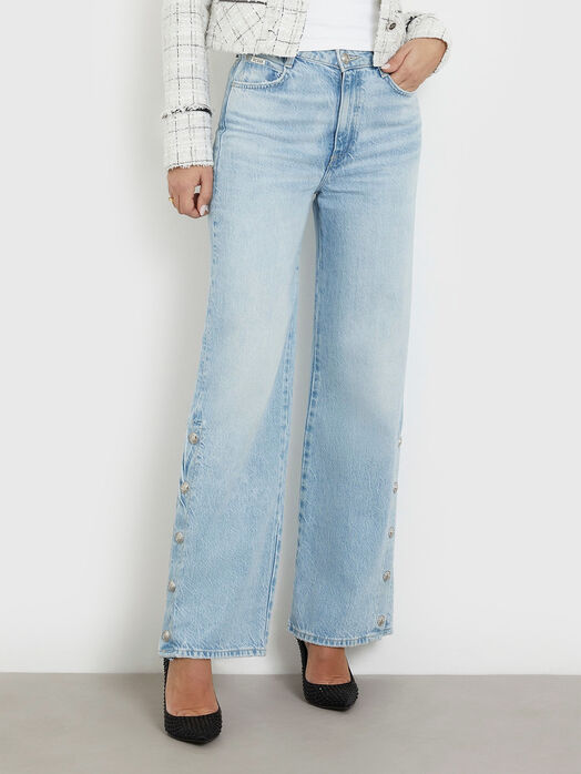 Jeans with accent buttons and logo embroidery