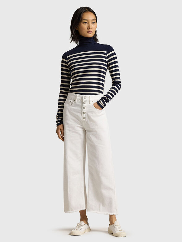 Striped sweater with polo collar - 2