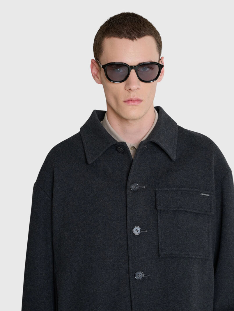 Dark grey wool coat - 3