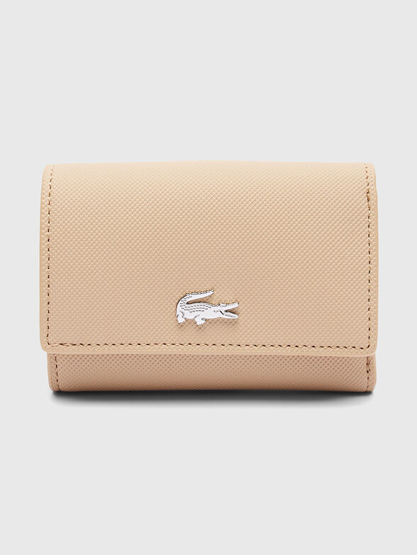 Beige wallet with logo detail - 0