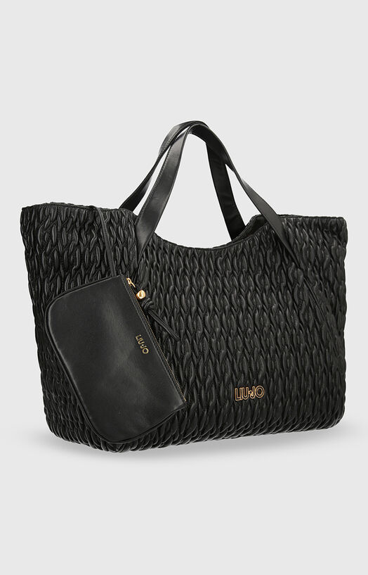 Shopper bag with gold logo brand LIU JO —