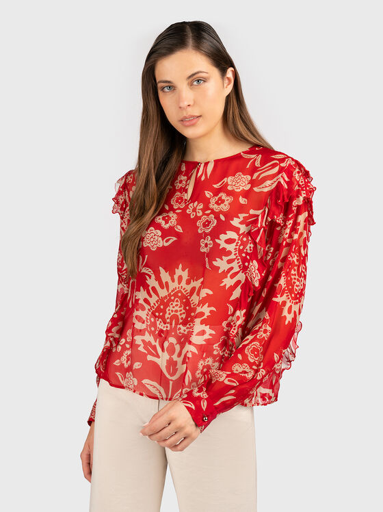 Viscose and silk printed blouse - 1