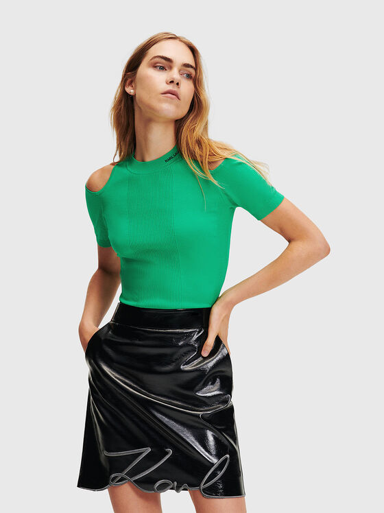 Green blouse with cut-out elements - 1