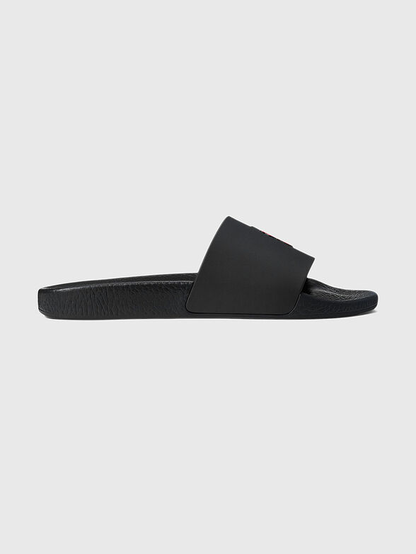 Slippers in black with contrasting logo - 1
