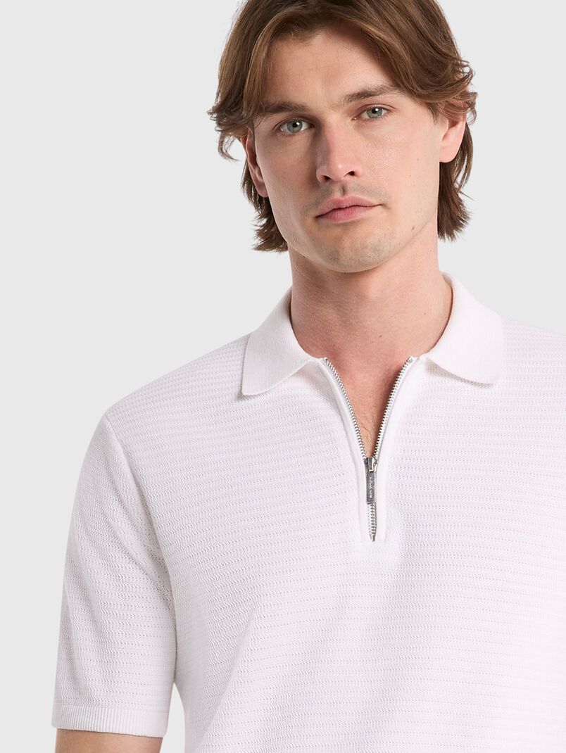 Beige polo shirt with zipper - 3