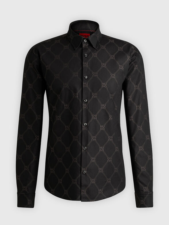 Slim cotton shirt with monogram - 1