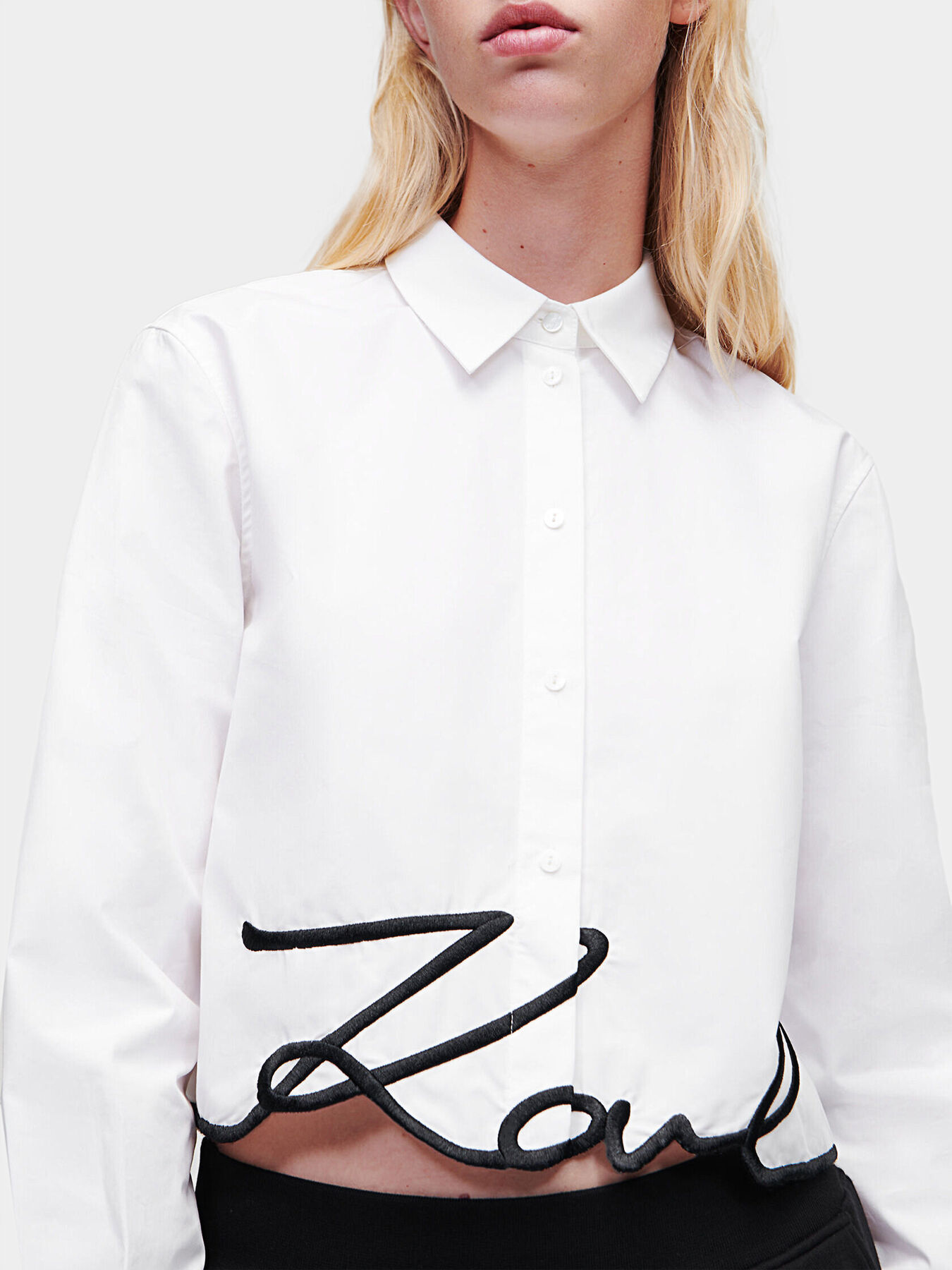 Cropped shirt with logo accent brand Karl Lagerfeld