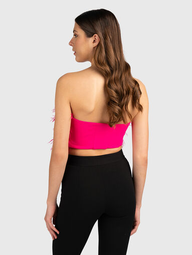 Black bandeau top with feathers - 3