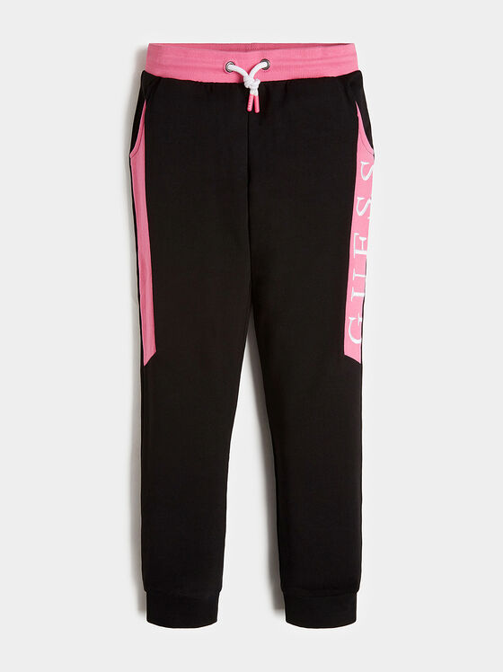 Спортен панталон с розов ластик на талията - 1