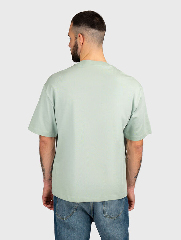 Cotton T-shirt with oval neckline in beige - 3