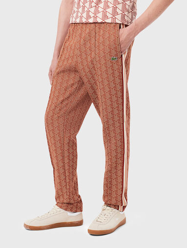 Brown sports trouser with monogram print - 3