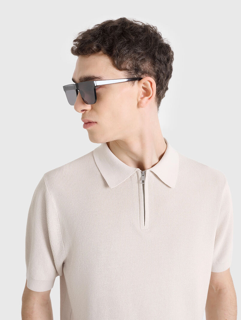 Cotton polo shirt with zip - 3