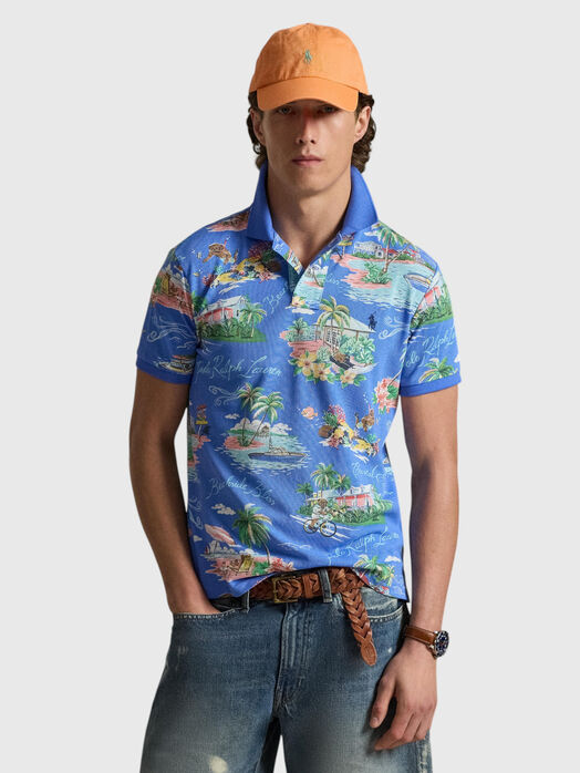 Cotton polo shirt with sea accents