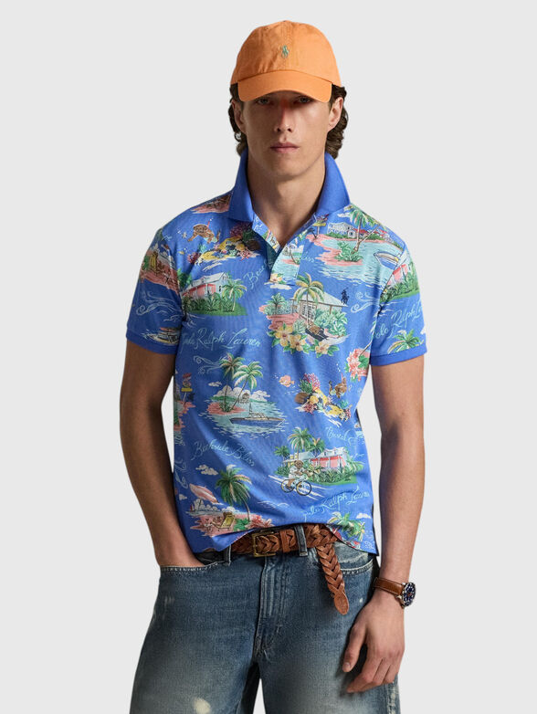 Cotton polo shirt with sea accents - 1