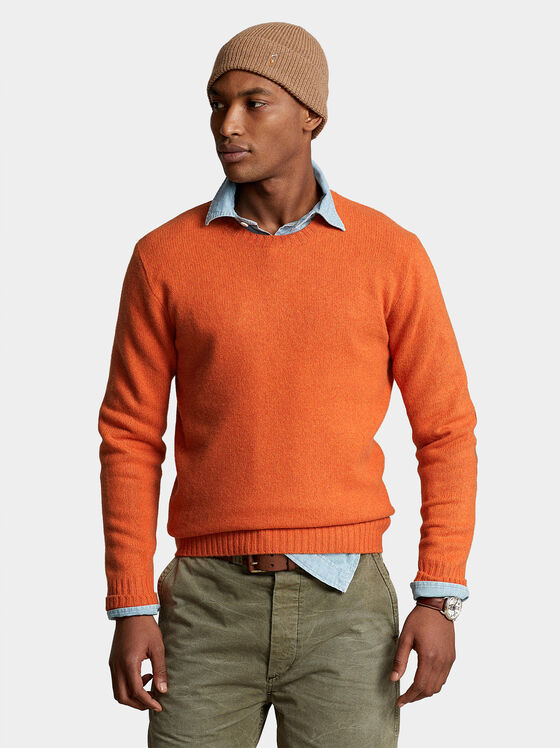 Пуловер от вълнен бленд в оранжев цвят - 1