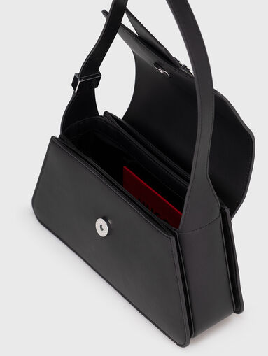 Faux leather shoulder bag with accent logo - 5