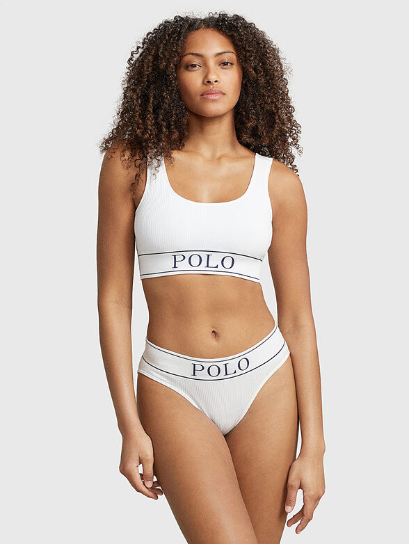 Blue sports bra with logo print - 2