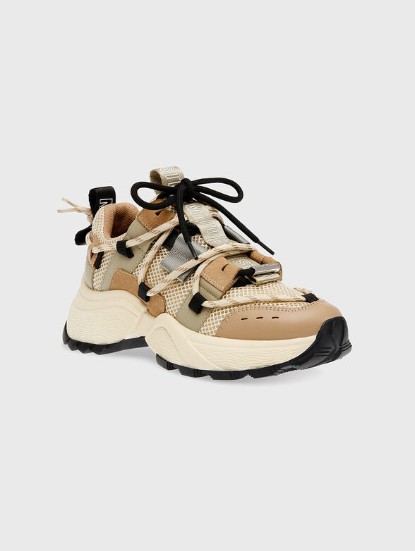 TAZMANIA white sneakers with brown details - 2