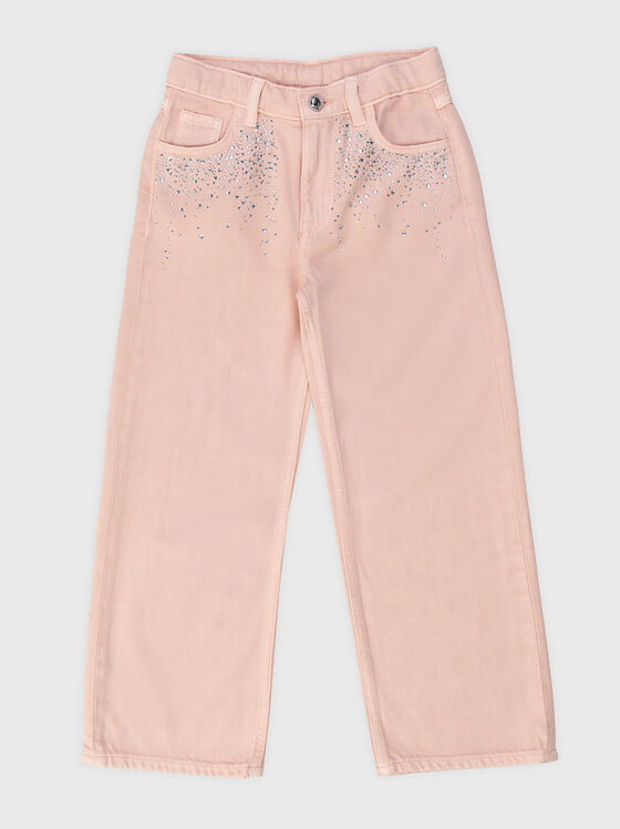 Jeans with appliqued rhinestones - 1