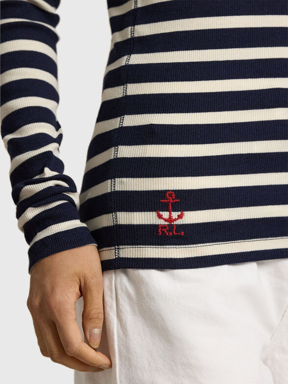 Striped sweater with polo collar - 4