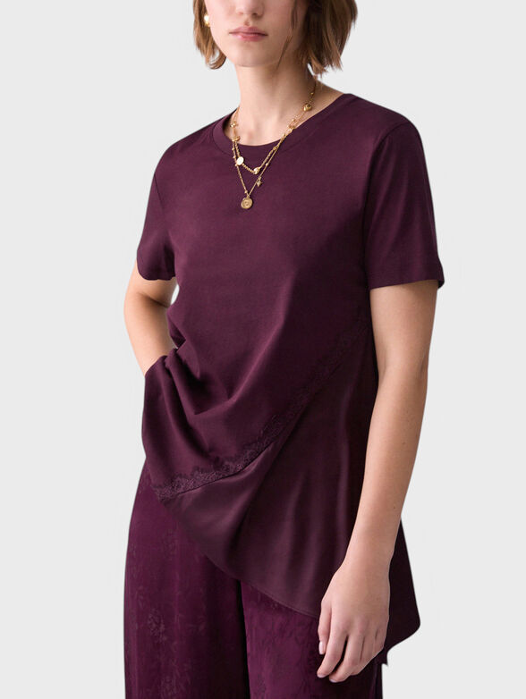 Cotton T-shirt with an asymmetrical detail - 1